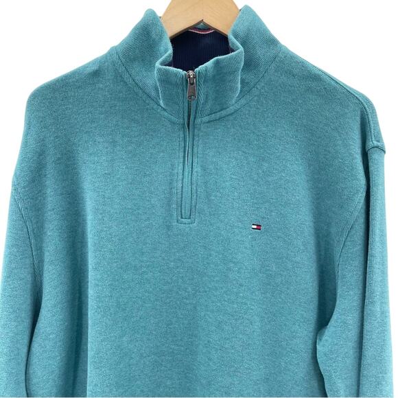 NWT Tommy Hilfiger Men’s Quarter Zip 100% Cotton Casual Mockneck Sweatshirt XL - Picture 2 of 10